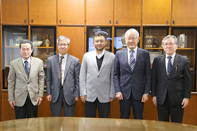 From the Right: Dr. Nakano, President Fukuda, Dr. Hairul, Dr. Tanaka, Prof. Takahashi