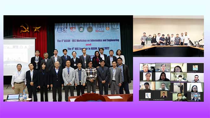 The 4th ASEAN - UEC Workshop レクイドン技術大学会場、ブラパー大学会場、オンライン集合写真